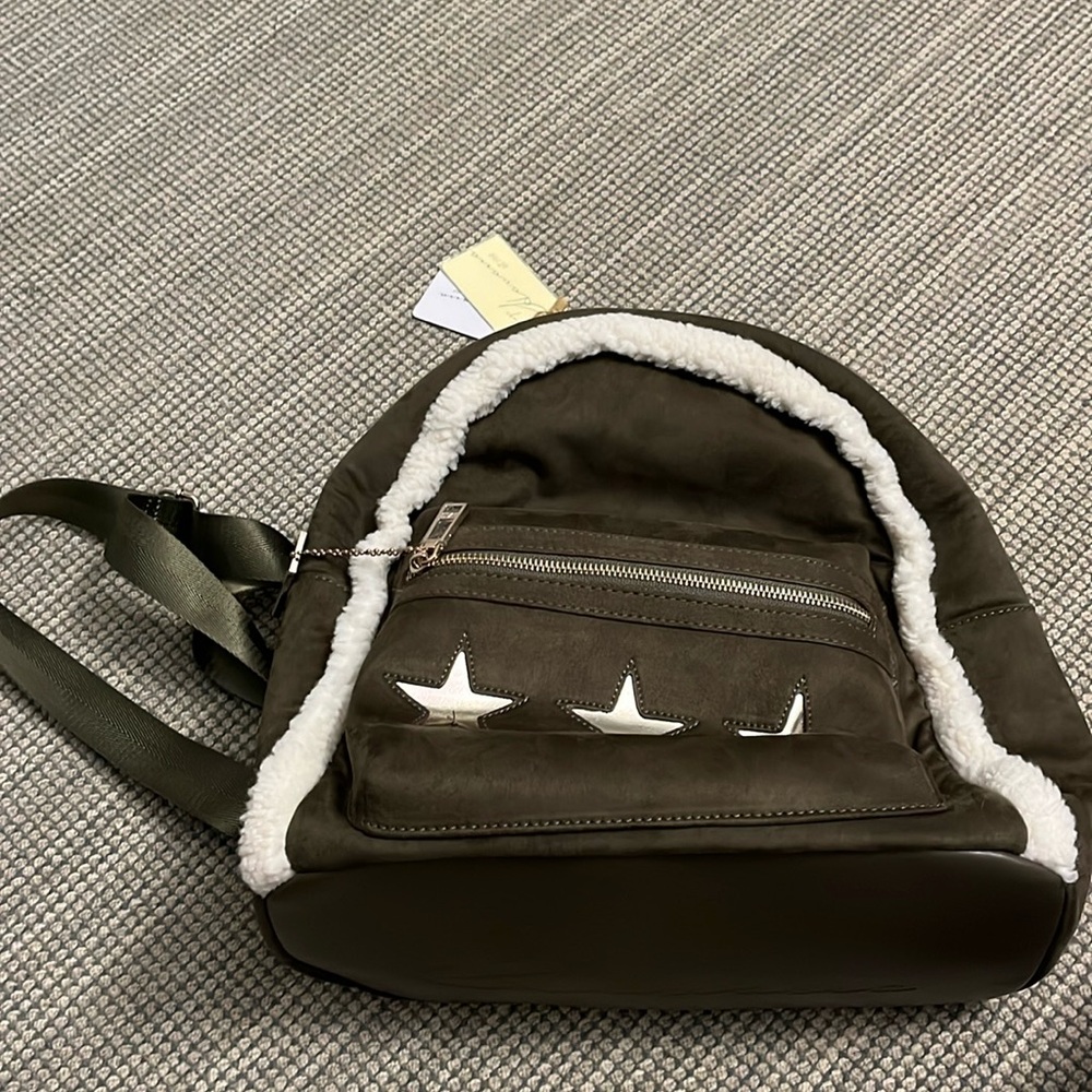 Brand New with tags Vintage Havana Olive Sherpa Backpack with Shearling Trim